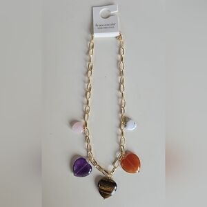 Semi Precious Gemstone Heart Necklace. NWT
